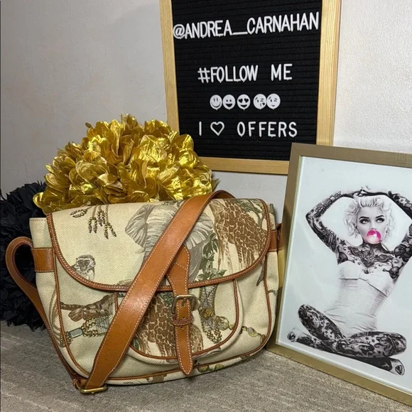 Etro Canvas and Leather Crossbody with Safari Animal Print - Picture 1 of 9